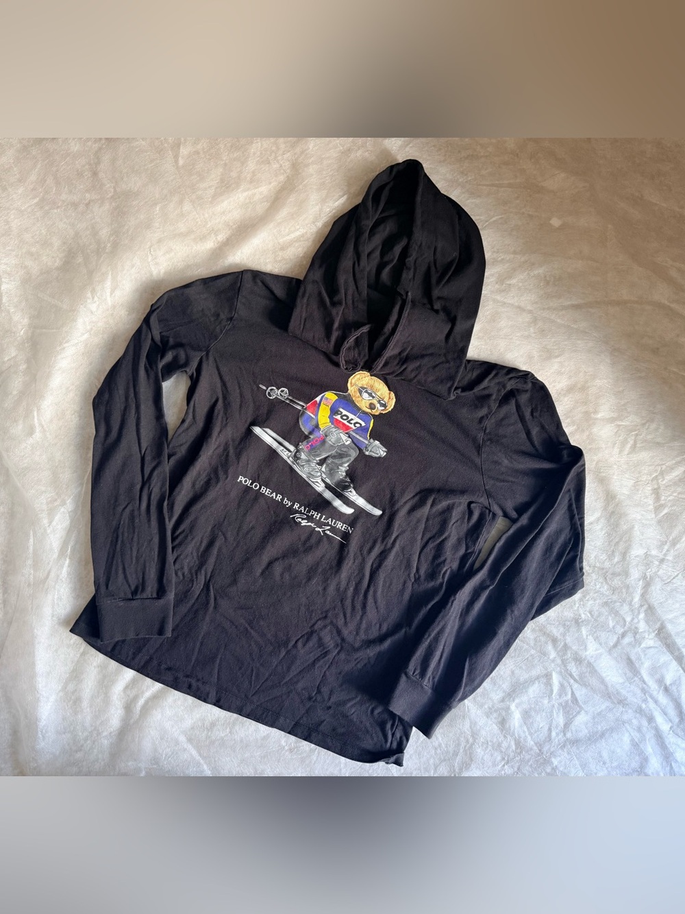 Small Polo Bear Ski Hoodie by Ralph Lauren - Black with Multicolor Graphic